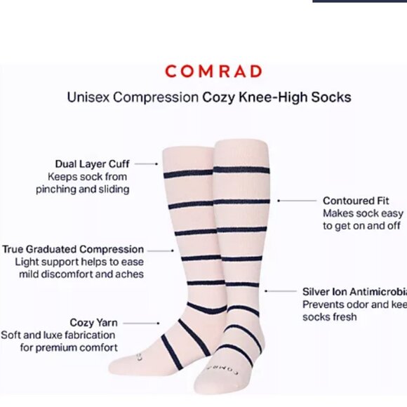 Comrad Set of 2 Cozy Knee-High Compression Socks  Size Small  15811 - Picture 4 of 4